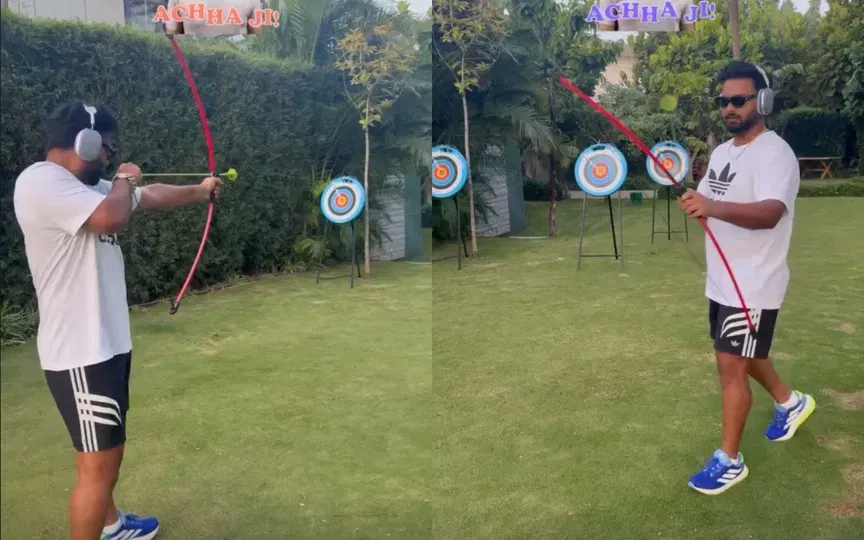 Rishabh Pant swaps bat for bow, hits bullseye on first try in Archery